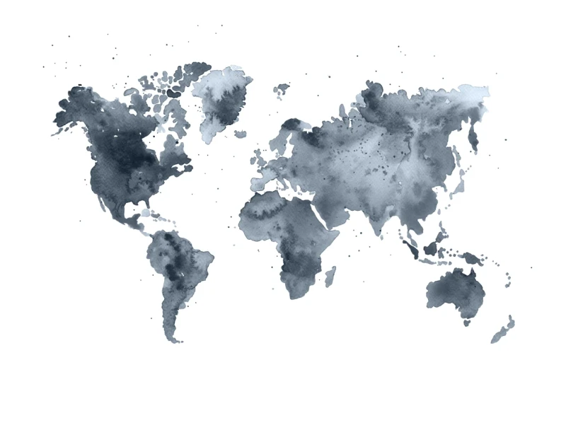Fototapeta mapa świata szara na białym tle
