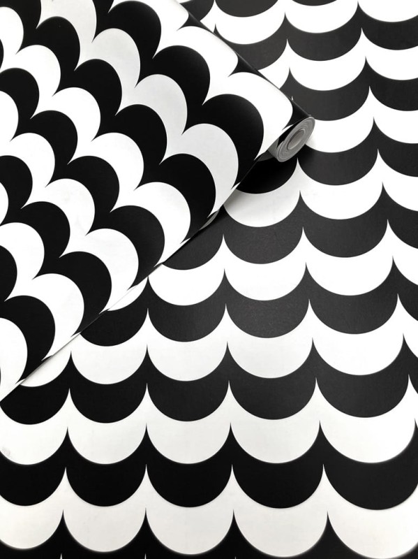 Czarno-biała tapeta z geometrycznym wzorem