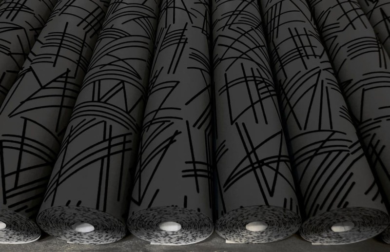 Szara tapeta z abstrakcyjnym linearnym wzorem z weluru
