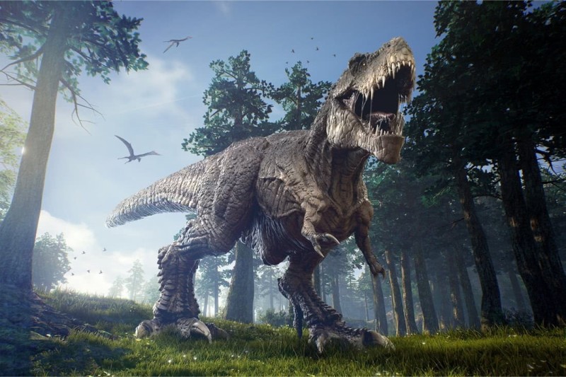 Fototapeta Tyranozaur w lesie