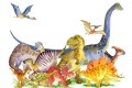 Fototapeta dla dzieci Dinozaury malowane akwarelą