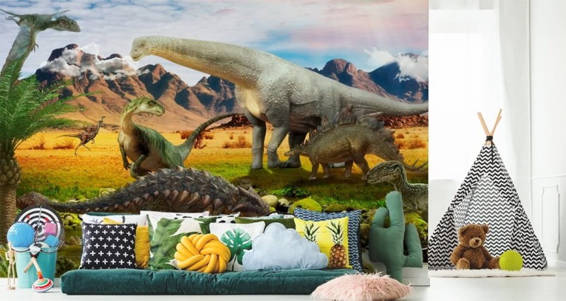 Fototapeta Realistyczne dinozaury nad rzeką