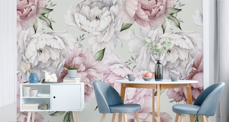 Fototapeta Kwiaty peonie w pastelowych barwach