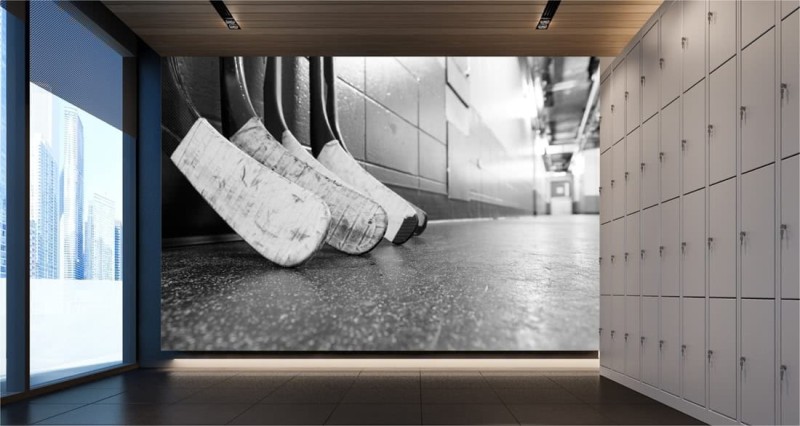 Fototapeta Czarno-białe kije hokejowe