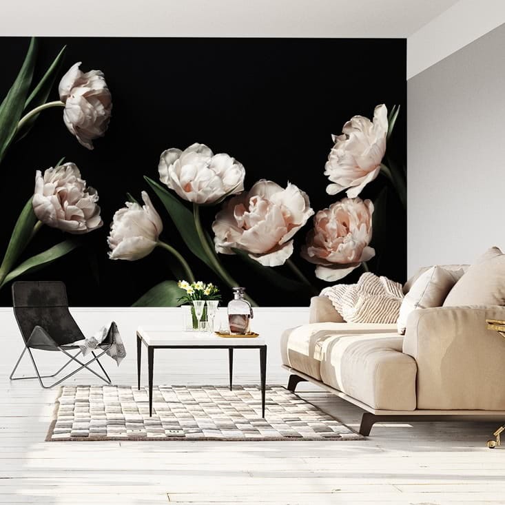 Fototapeta Peonie i zielone liście