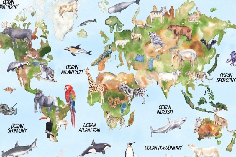 Fototapeta Akwarelowa mapa świata