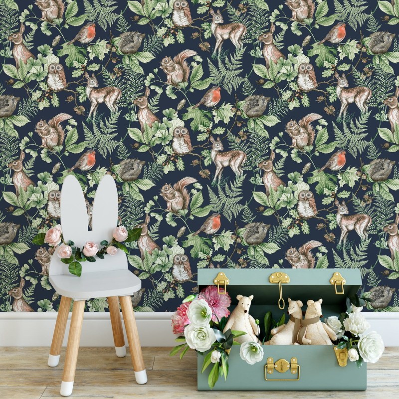 108568 - Woodland Animals Navy - Room set.jpg