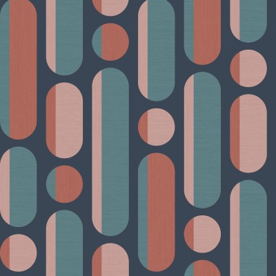 Tapeta ze wzorem geometrycznym w stylu retro na granatowym tle
