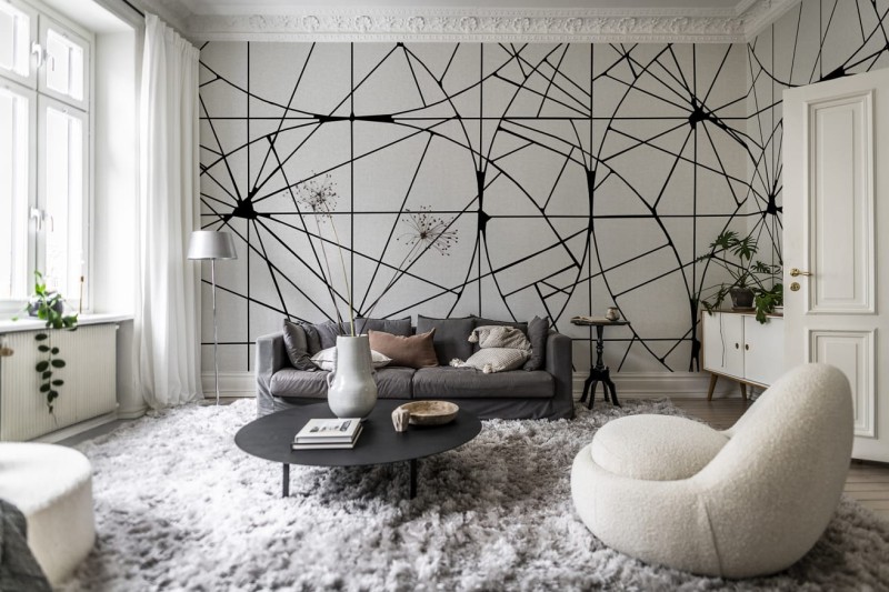 Fototapeta z geometrycznym wzorem biało-czarna