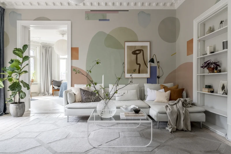 Fototapeta geometryczna z pastelowymi kołkami