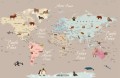 Fototapeta dla dzieci Mapa świata i zwierzęta