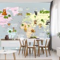 Fototapeta dla dzieci Mapa świata i zwierzątka