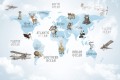 Fototapeta dla dzieci Mapa świata i zabawne zwierzątka