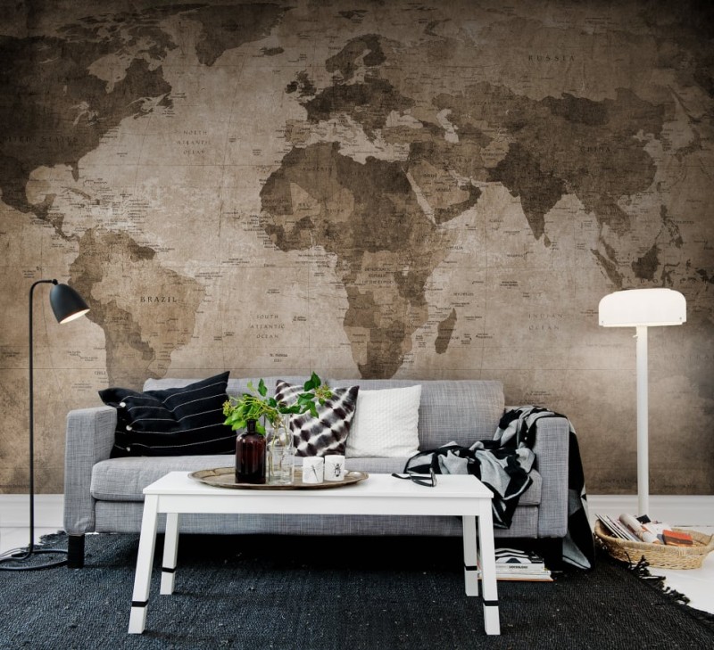 Fototapeta brązowa mapa świata