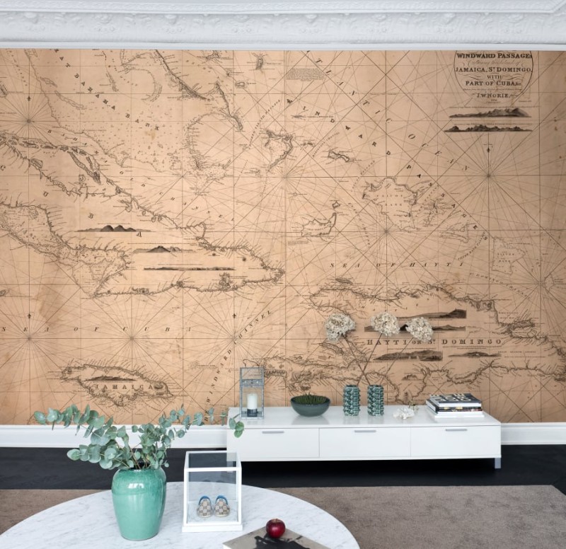 Fototapeta mapa linii nawigacyjnych wysp