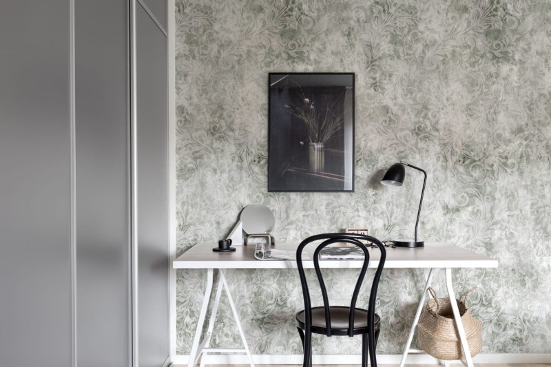 Fototapeta beżowe ornamenty na granatowym
