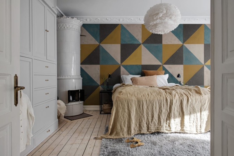 Fototapeta szafranowy wzór geometryczny