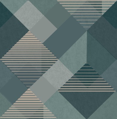 Tapeta na flizelinie z geometrycznym wzorem zielono-złota