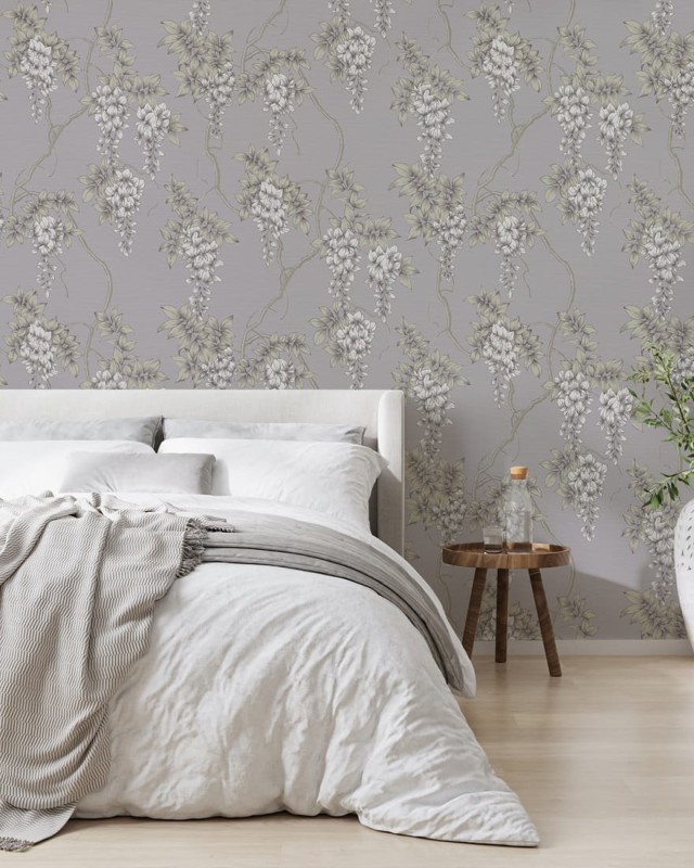 Tapeta winylowa na flizelinie z roślinnym wzorem wisteria