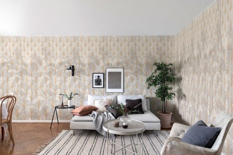 Fototapeta elegancka w stylu art deco z liśćmi palmowymi