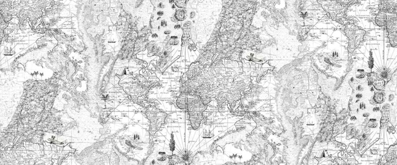 Fototapeta mapa świata poszukiwaczy skarbów czarno-biała