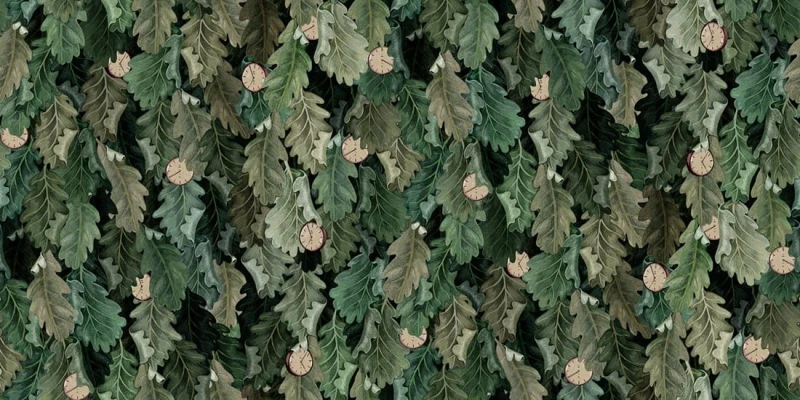 Fototapeta liście dębu i zegarki kieszonkowe