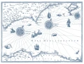Fototapeta stara niebieska mapa Morza Śródziemnego