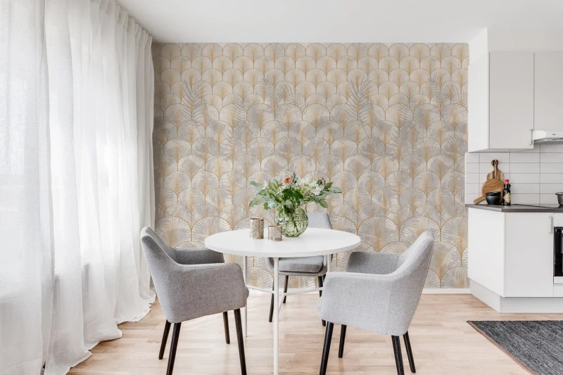 Fototapeta elegancka w stylu art deco z liśćmi palmowymi