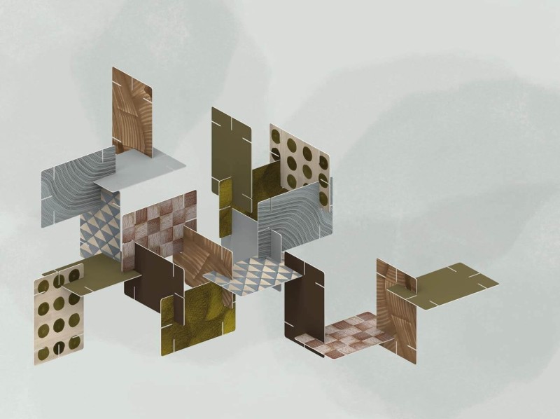 Fototapeta geometryczny wzór 3D stworzony z kart