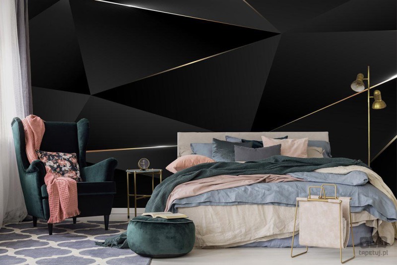 Fototapeta czarna geometryczne wzory 3D