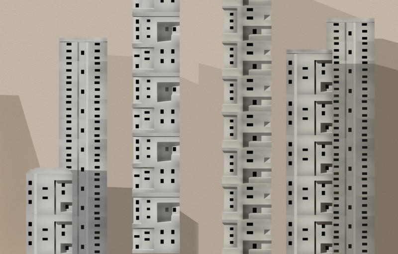 Fototapeta 3D szare geometryczne bloki