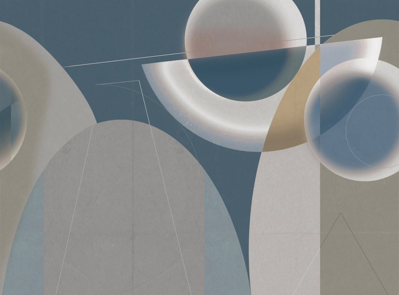 Fototapeta niebieska 3D ze wzorem geometrycznym