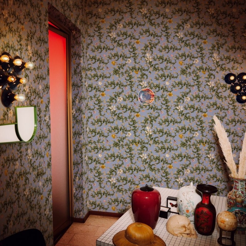 Fototapeta niebieska z motywem roślinnym