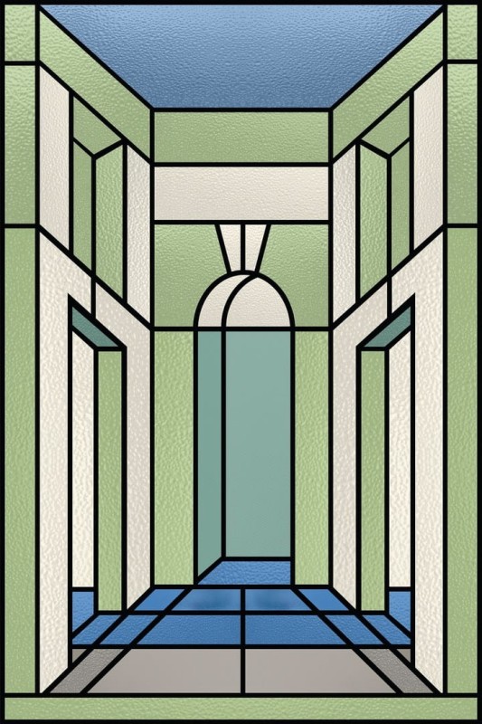 Fototapeta zielono-niebieska z motywem geometrycznym
