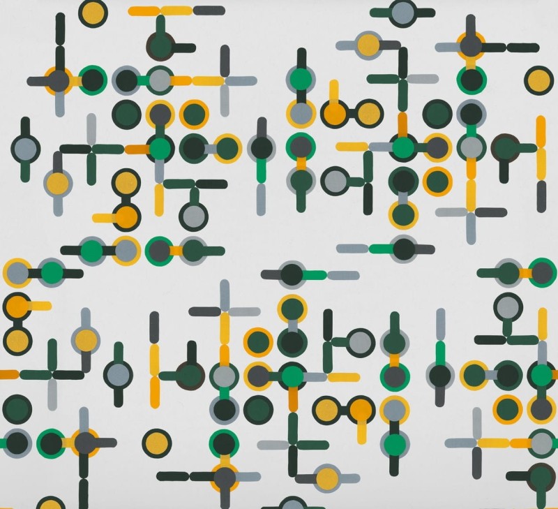 Fototapeta z geometrycznym wzorem kropki i kreski