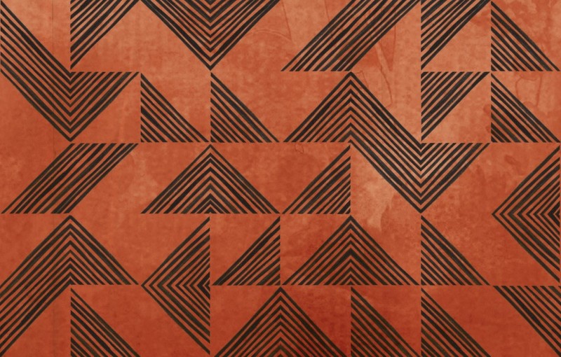 Fototapeta pomarańczowa we wzory geometryczne, trójkąty