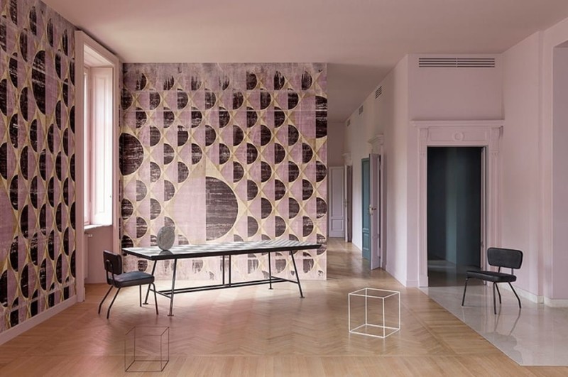 Fototapeta różowa z geometrycznym wzorem w koła