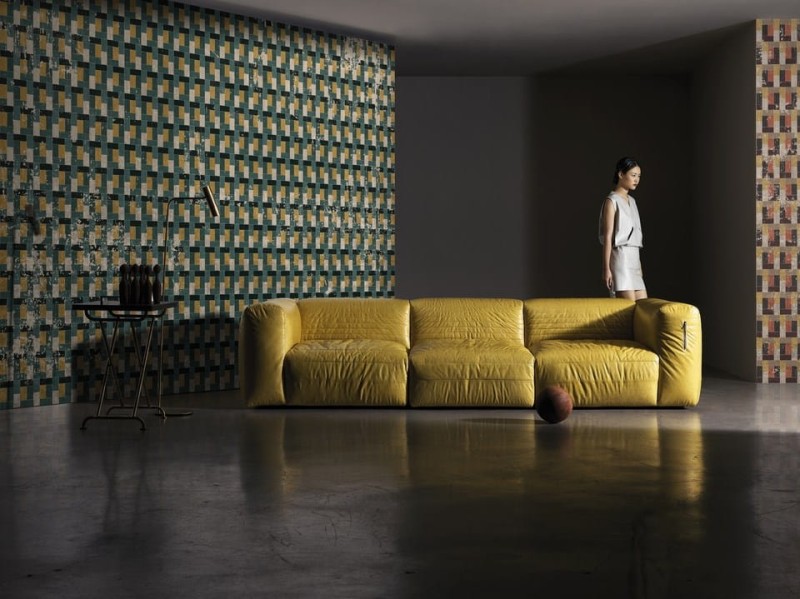 Fototapeta w zielone geometryczne wzory kafelki