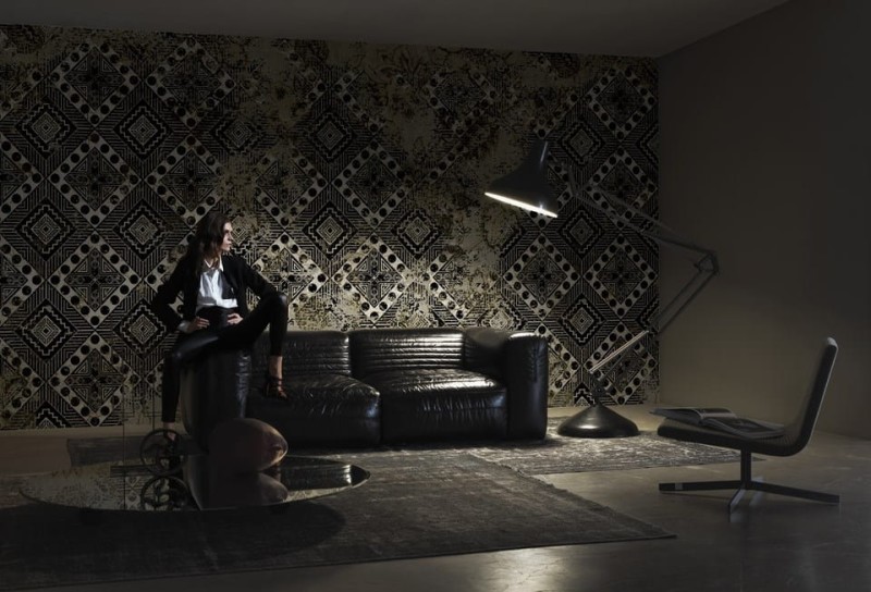 Fototapeta szara w przetarte wzory geometryczne