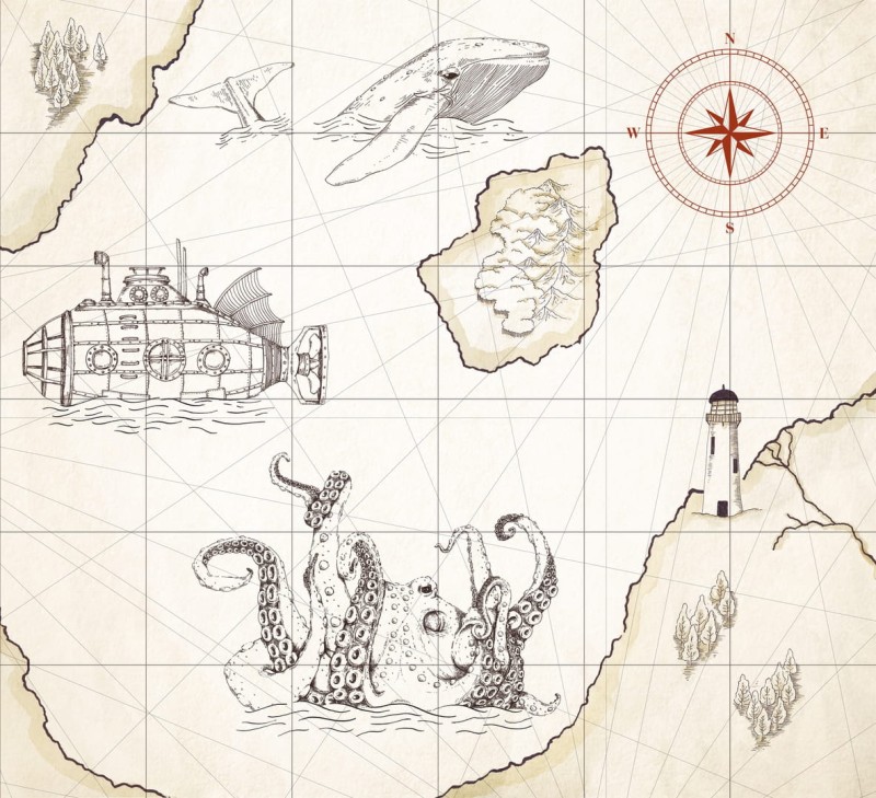 Fototapeta mapa oceanu, statek