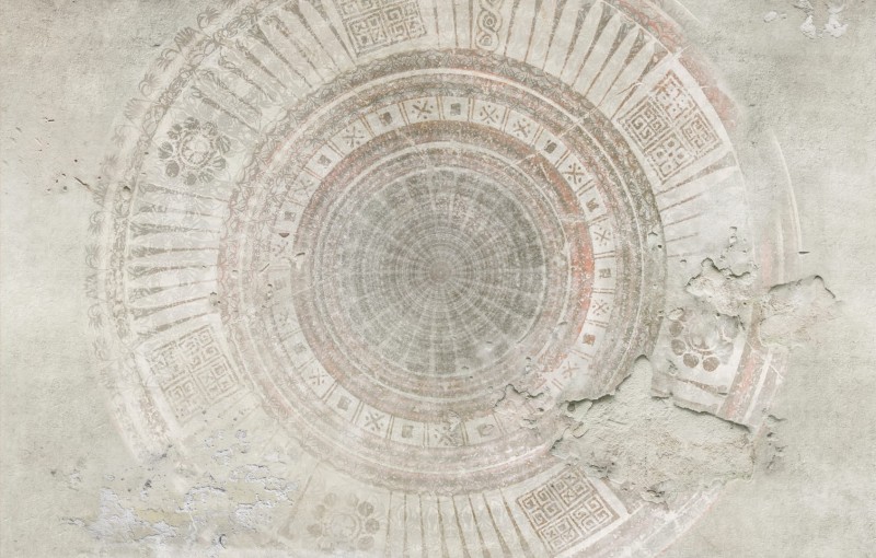 Fototapeta z wzorem mandala na betonowej ścianie