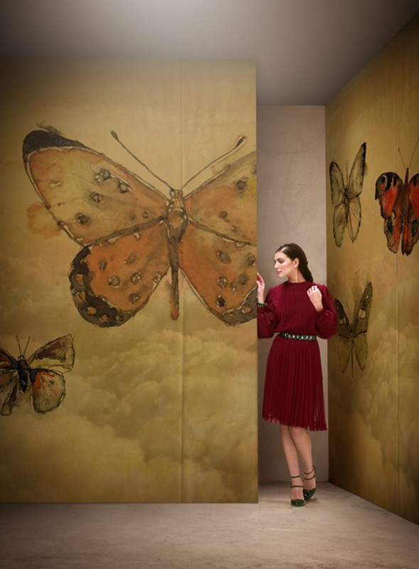 Fototapeta żółta w duże motyle