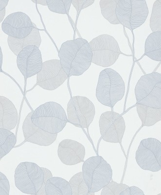 Biała tapeta winylowa na flizelinie z motywem liści