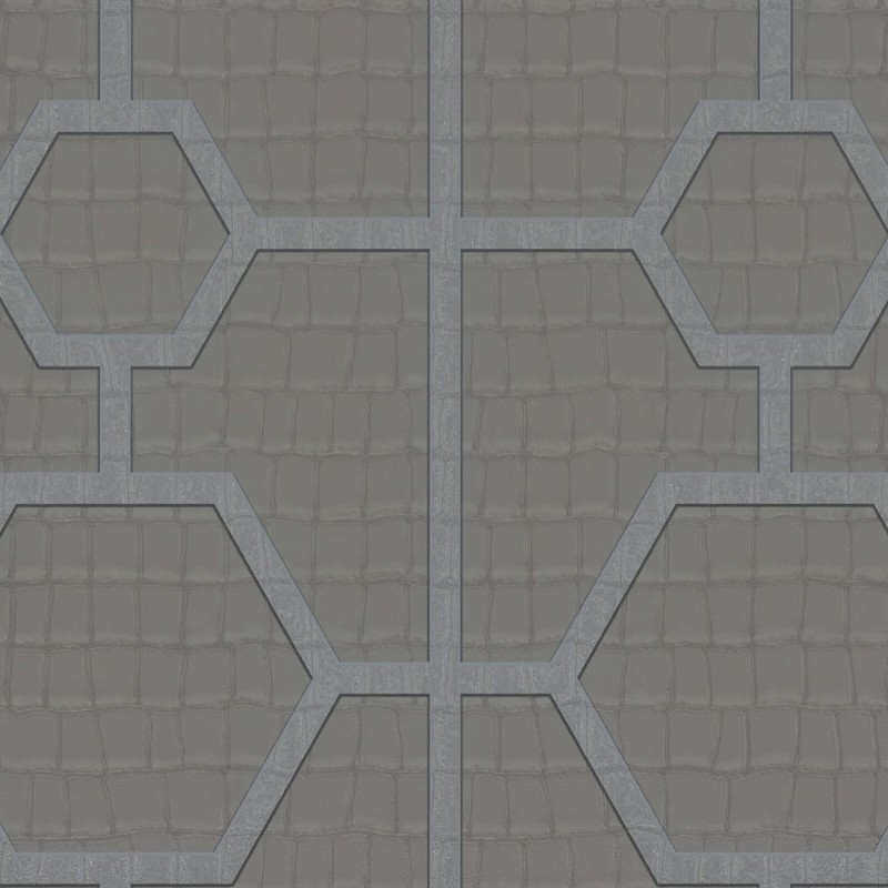 Szara tapeta winylowa na flizelinie  ze srebrnym wzorem geometrycznym