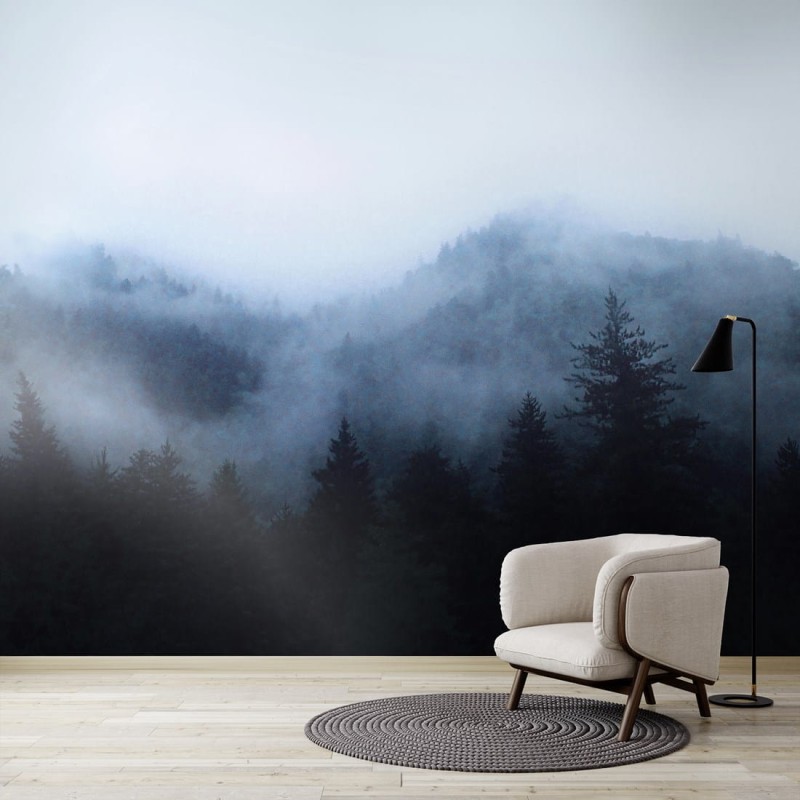 Fototapeta mglisty las i góry