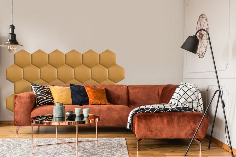 Panel Tapicerowany Żółty – Heksagon