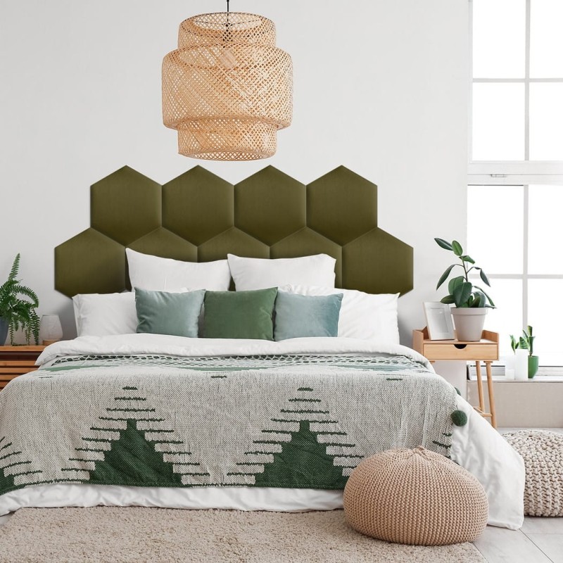 Panel Tapicerowany Khaki – Heksagon