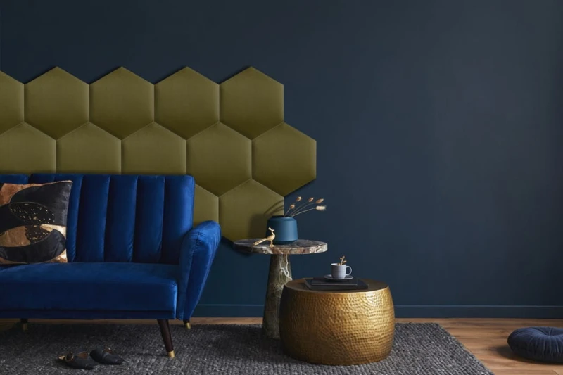 Panel Tapicerowany Khaki – Heksagon