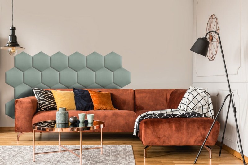 Panel Tapicerowany Miętowy – Heksagon