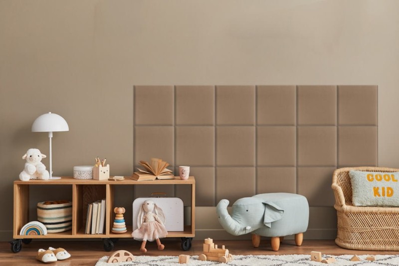 Panel Tapicerowany Beżowy – Kwadrat
